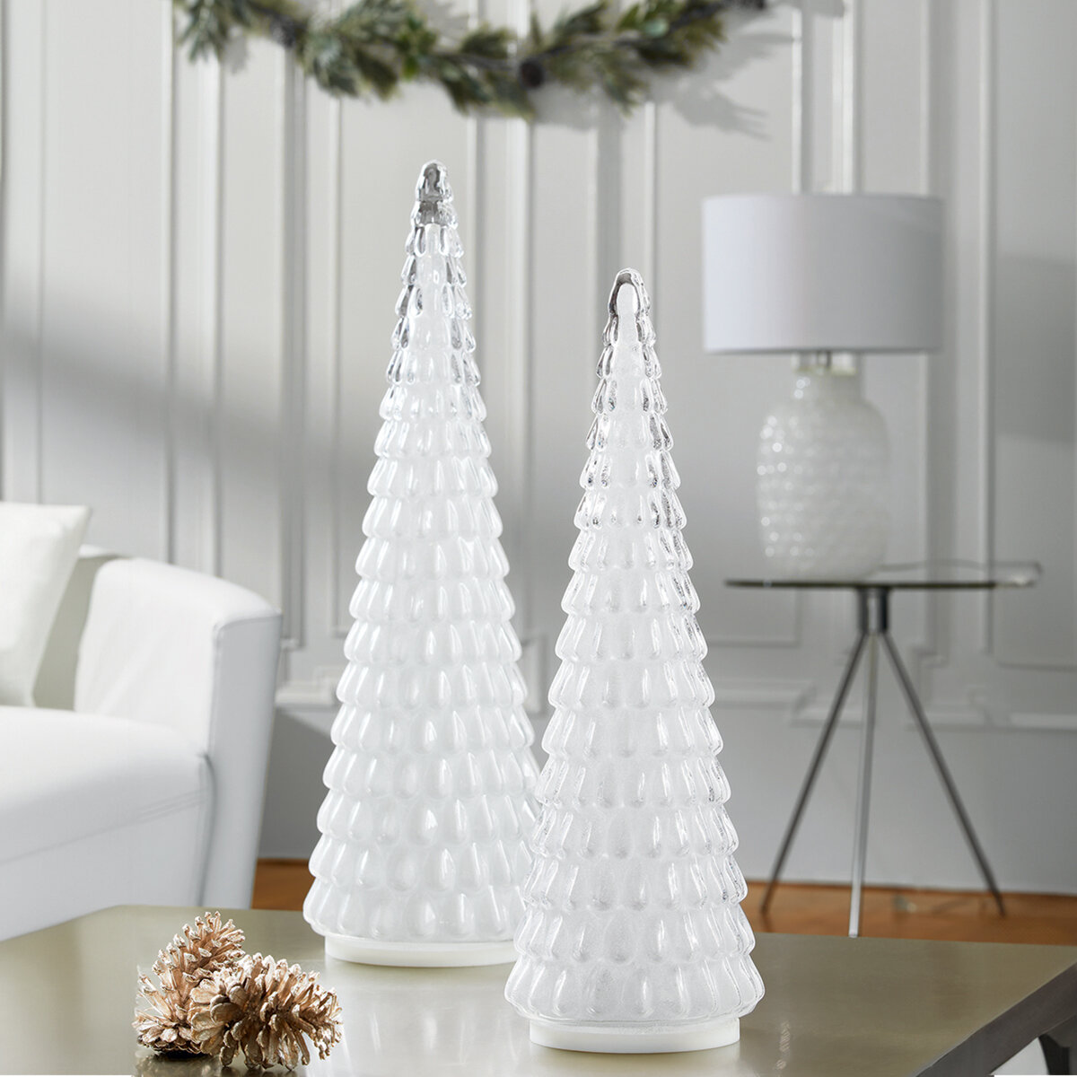Árboles de Vidrio con Luz LED, 2 Piezas