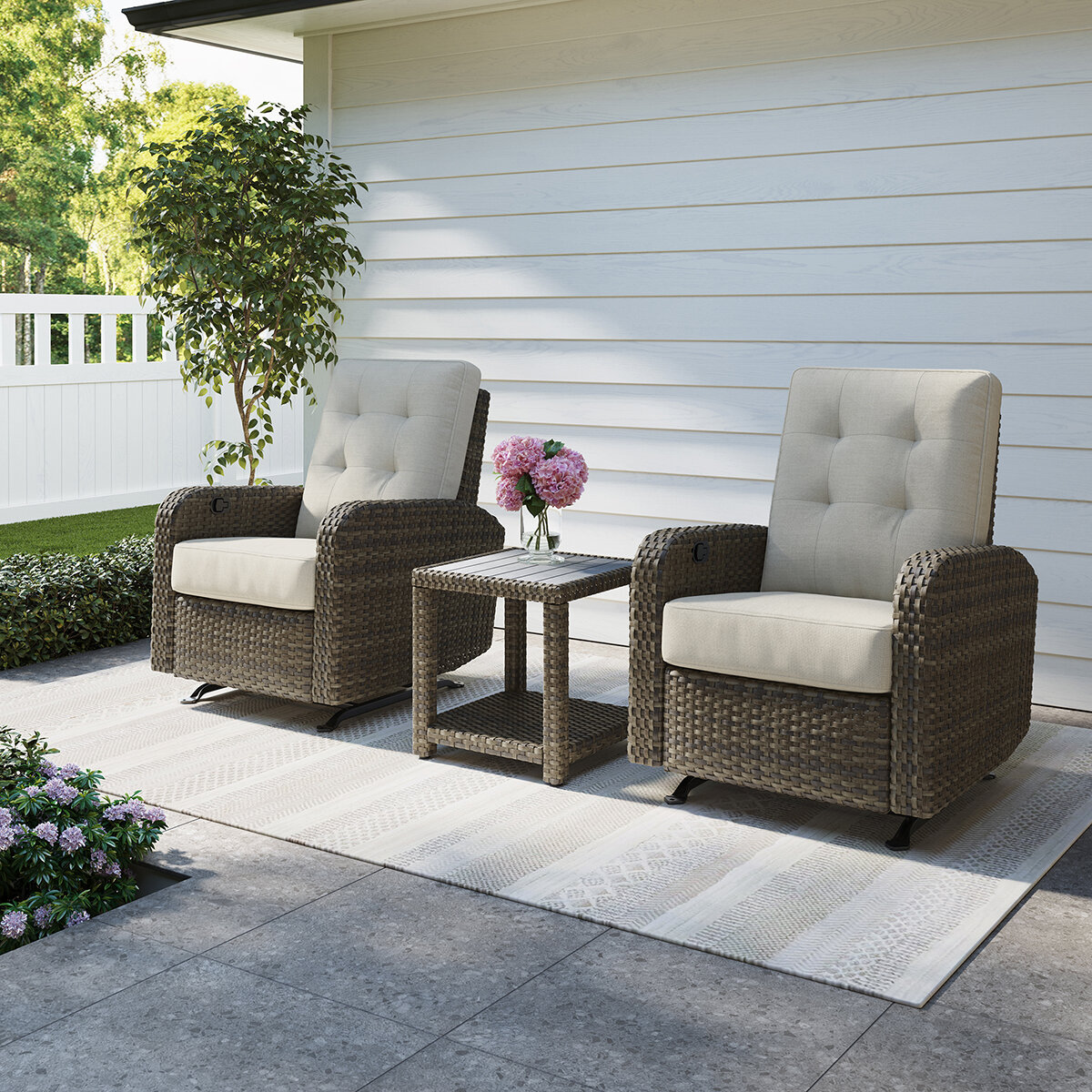 Living Style, Juego de Sillones Reclinables Con Mesa de Thomasville