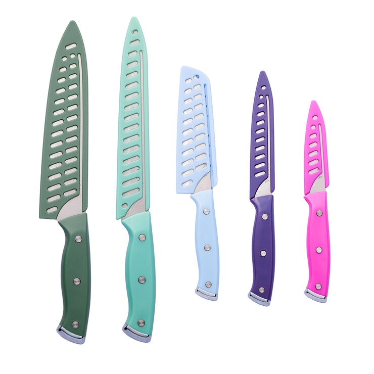 Mikasa Cuchillos de Cocina con Fundas de Colores de Seguridad, 5 piezas Mikasa Cuchillos de Cocina con Fundas de Colores de Seguridad, 5 piezas