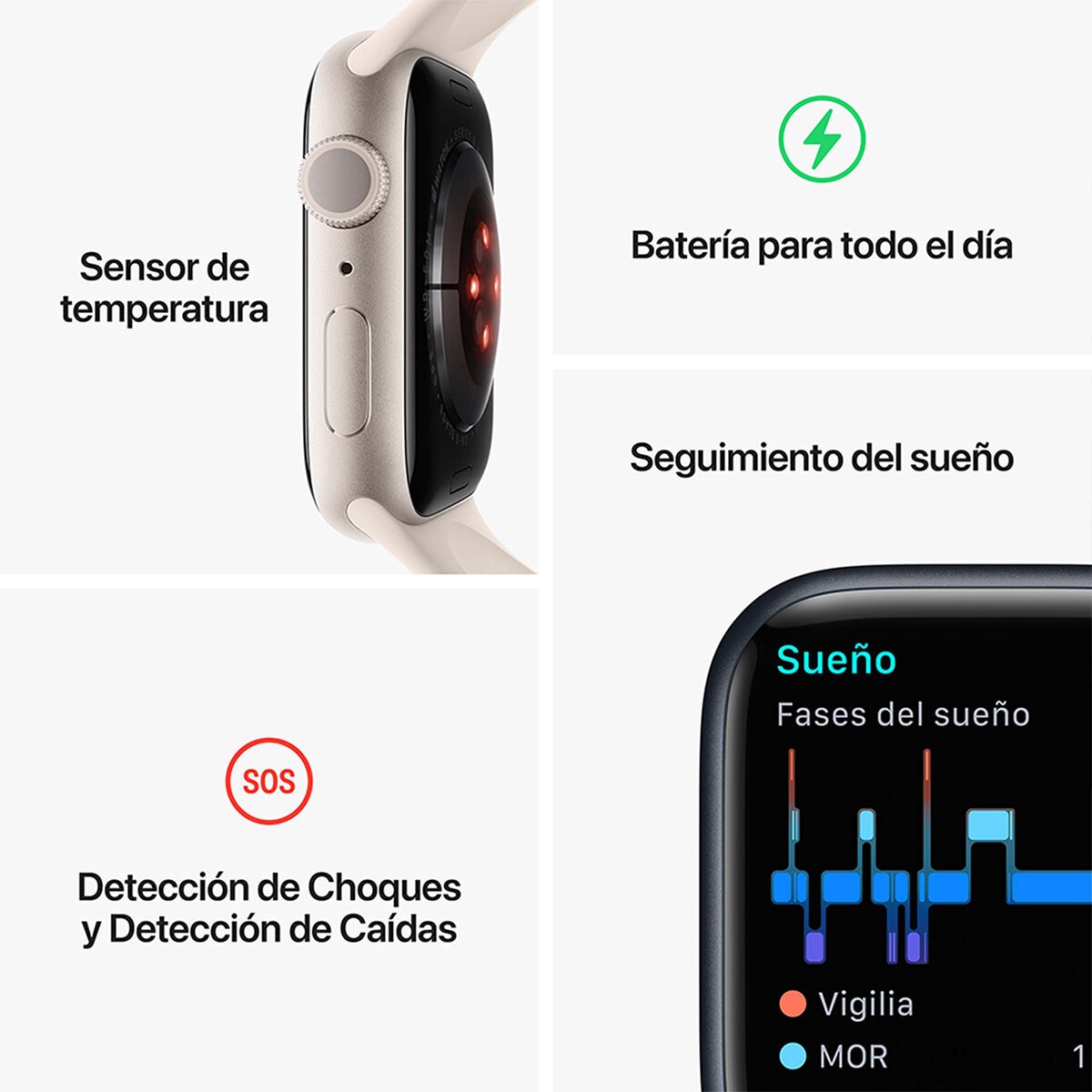 Apple Watch S8 (GPS) Caja de aluminio medianoche 41mm con correa deportiva color medianoche