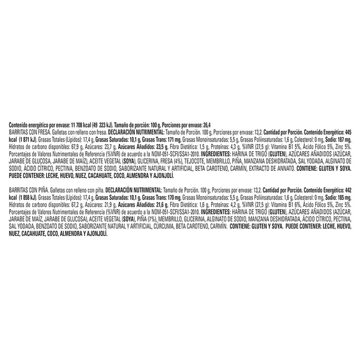 Marinela Barritas de Fresa y Piña 48 pzas de 55 g