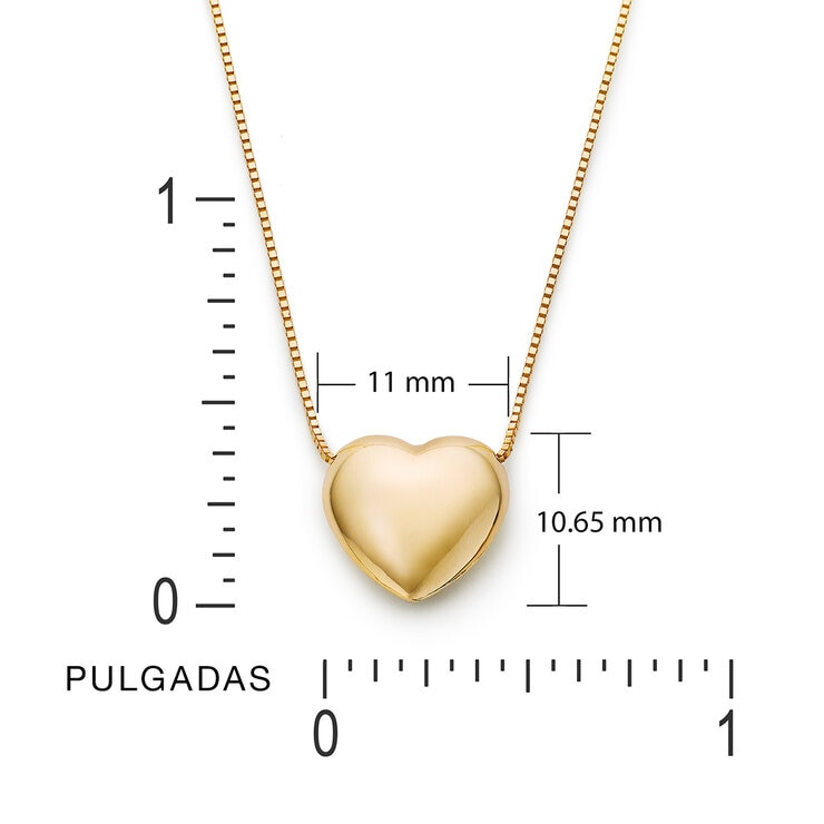 Dije de Corazon Inflado, Oro Amarillo 14K Dije de Corazon Inflado, Oro Amarillo 14K