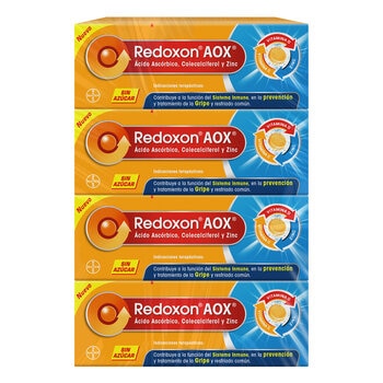 Redoxon AOX Sabor Naranja paquete de 4 tubos con 10 tabletas cada uno