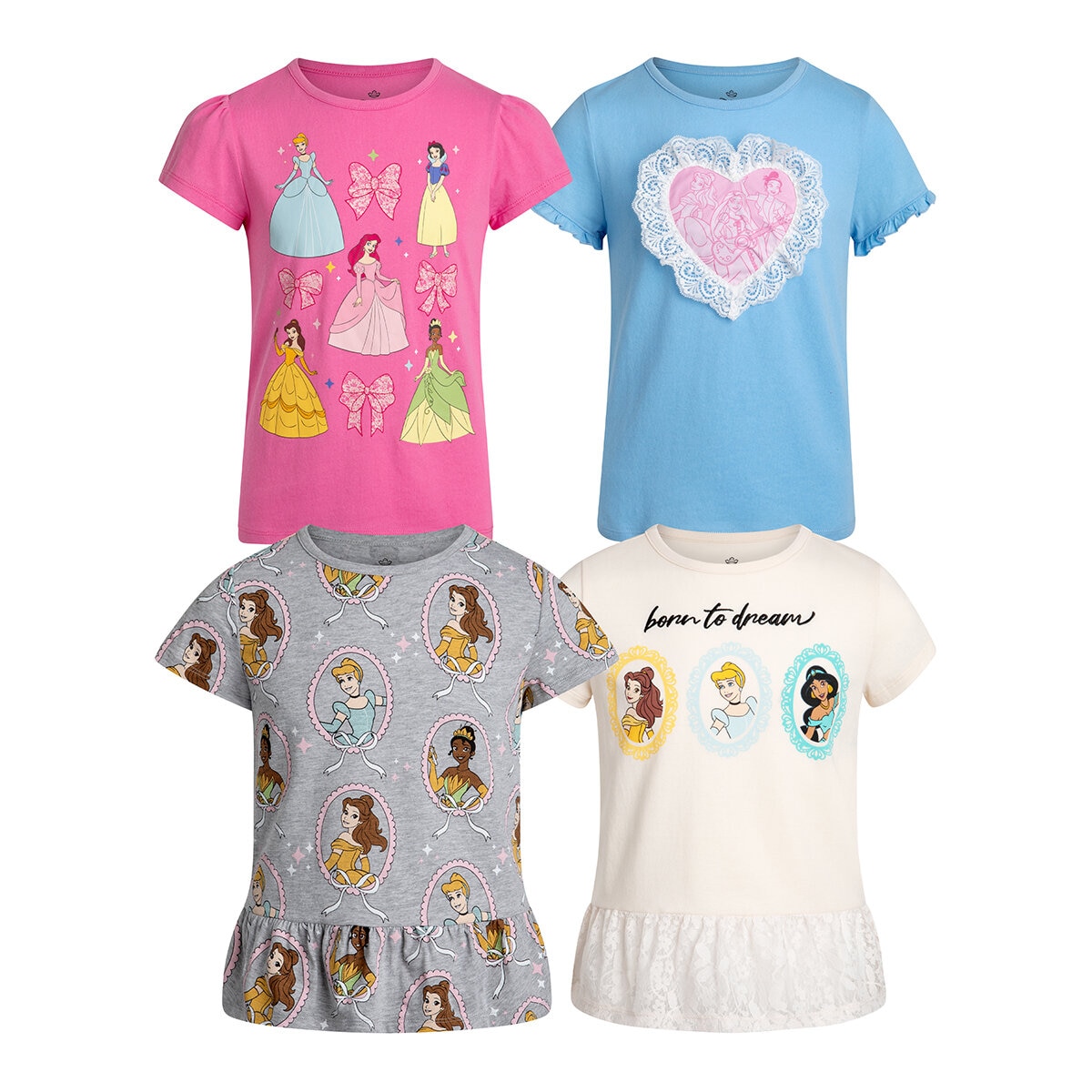 Playera 4 piezas para Niños o Niñas Varias Tallas y Colores