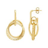 Aretes, Doble Circulos, Oro Amarillo de 14K