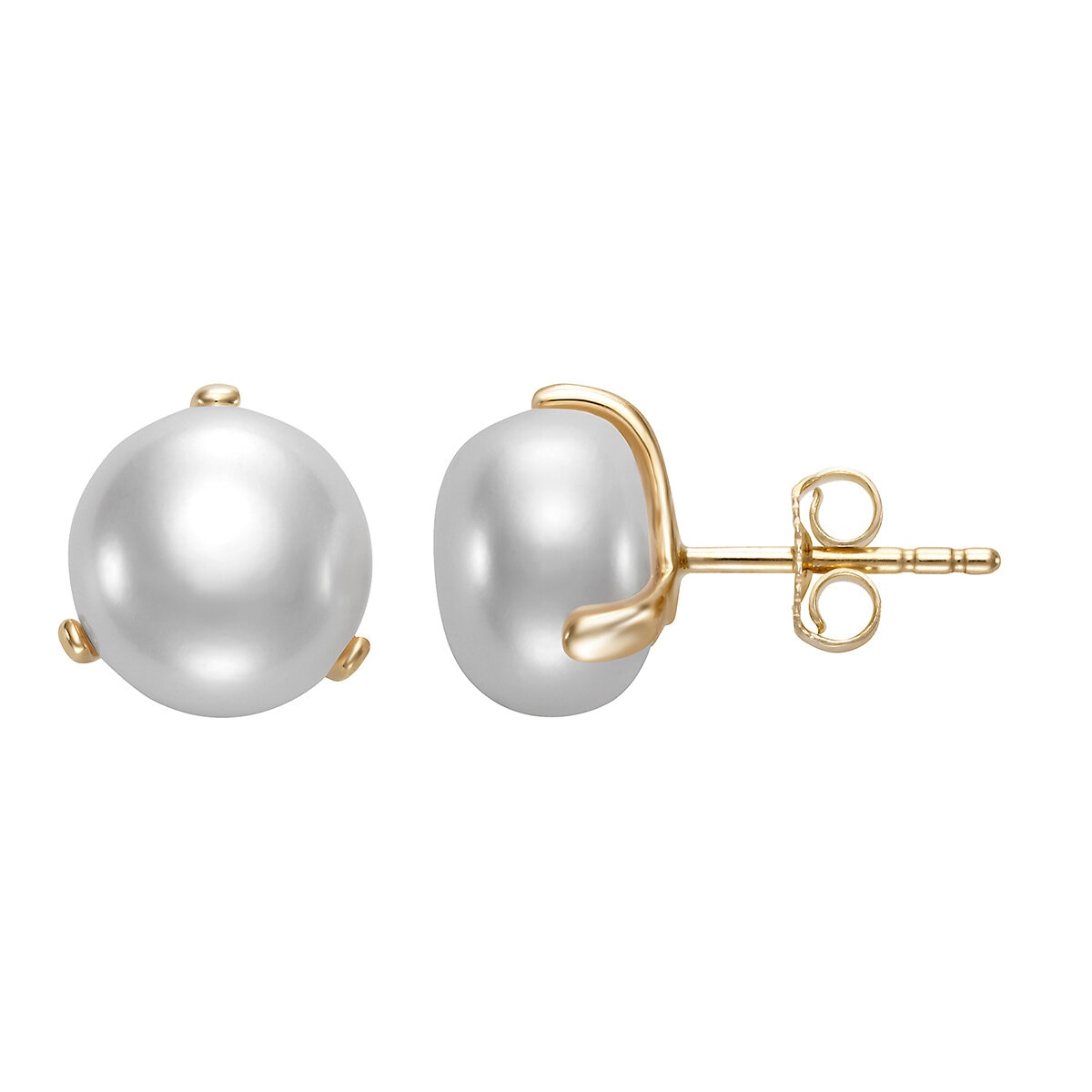 Aretes de Perlas Cultivadas, 10.0-10.5mm, Oro Amarillo de 14K