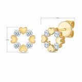 Aretes de Diamantes 0.30ctw con Corazones, Oro Amarillo 14K