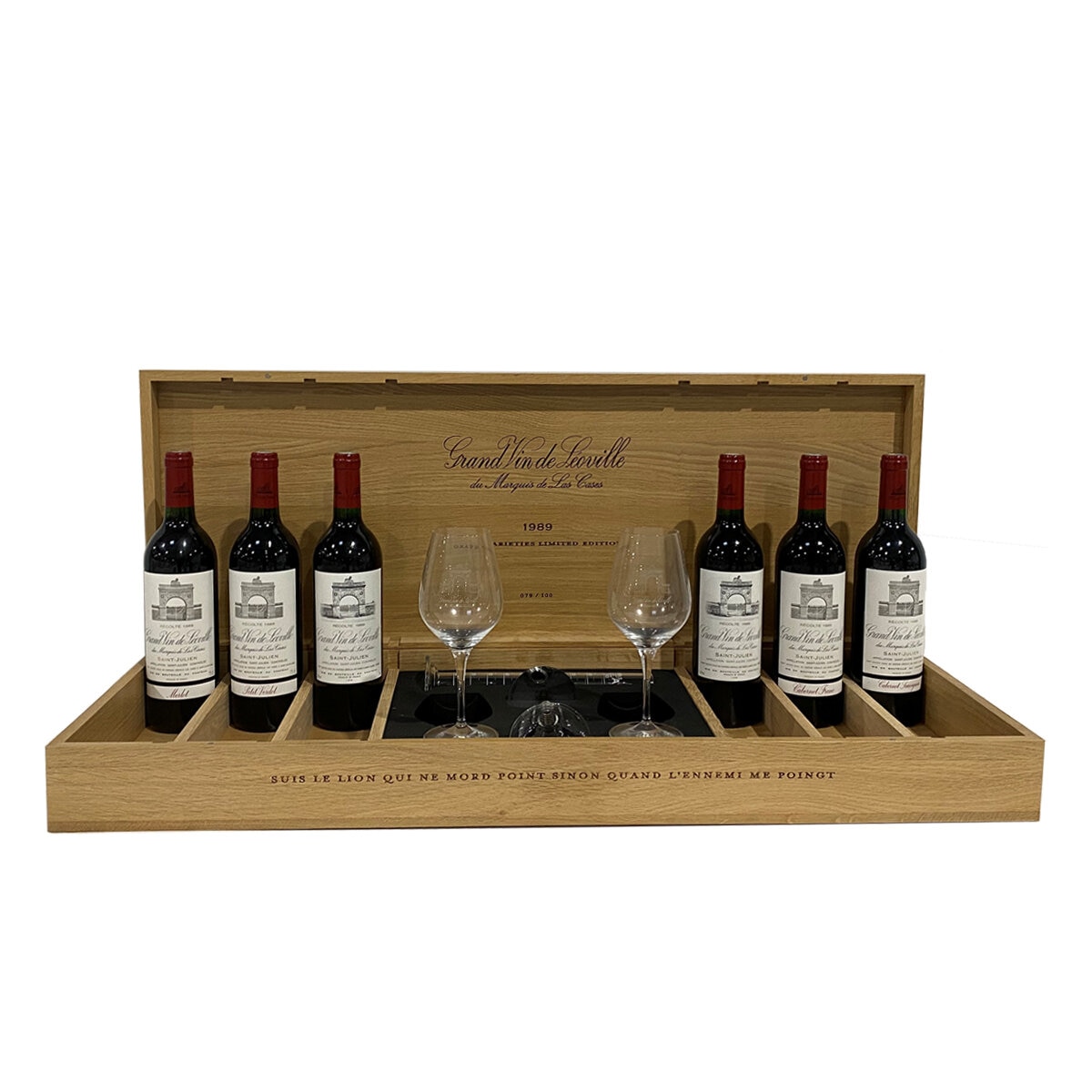 Grand Vin de Leoville du Marquis de Las Cases Caja con 6 Botellas de 750 ml + Copas