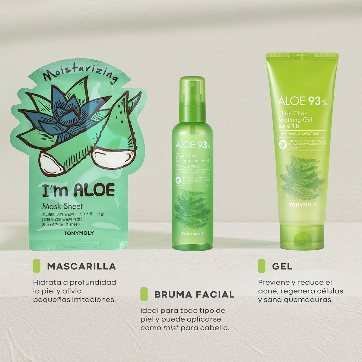 Tony Moly Aloe Pack Chok Chok 3 pzas