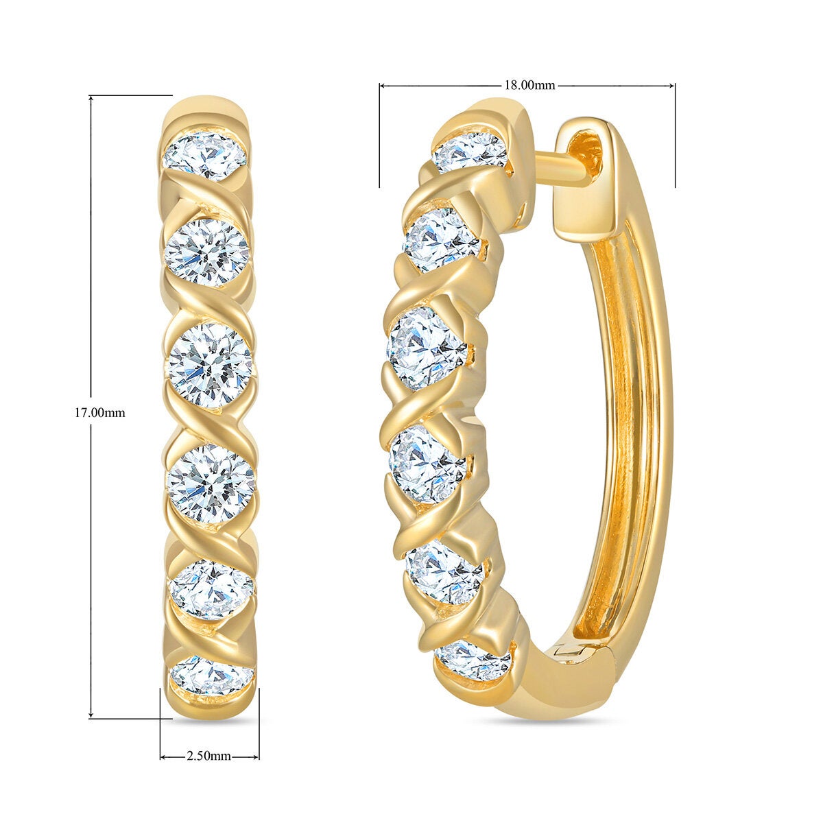 Arracadas de Diamantes 0.50ctw, Oro Amarillo 14K Arracadas de Diamantes 0.50ctw, Oro Amarillo 14K
