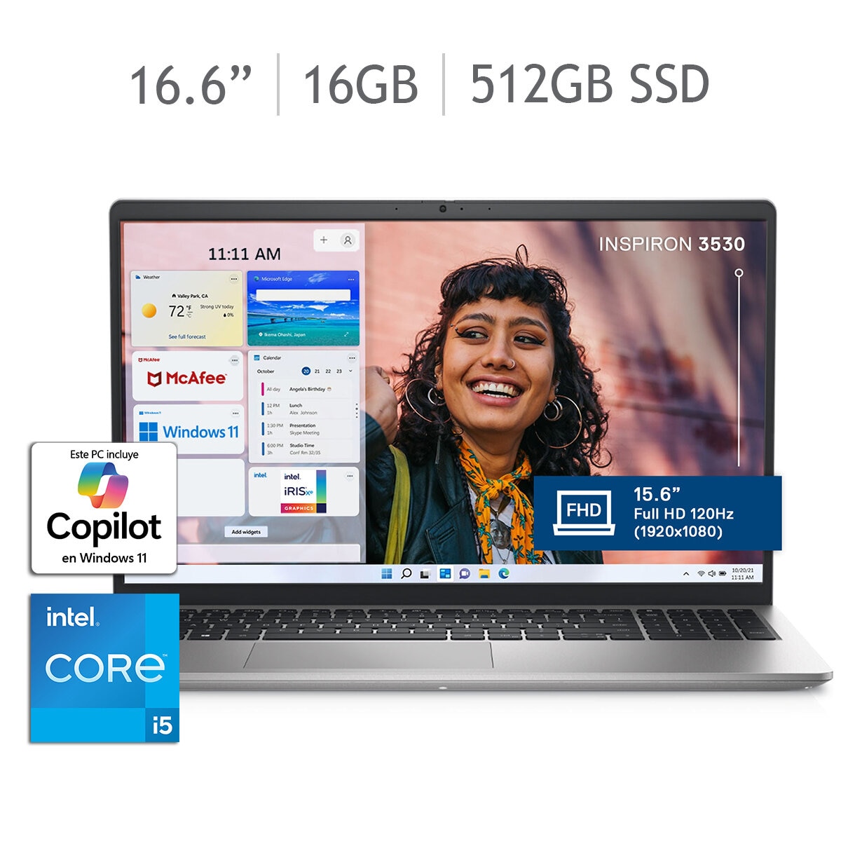DELL Inspiron 3530 Laptop 15.6" Full HD Intel Core i5 16GB 512GB SSD
