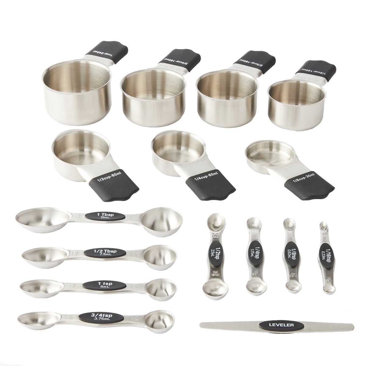 MIU Tazas y Cucharas Medidoras de Acero Inoxidable 15 piezas