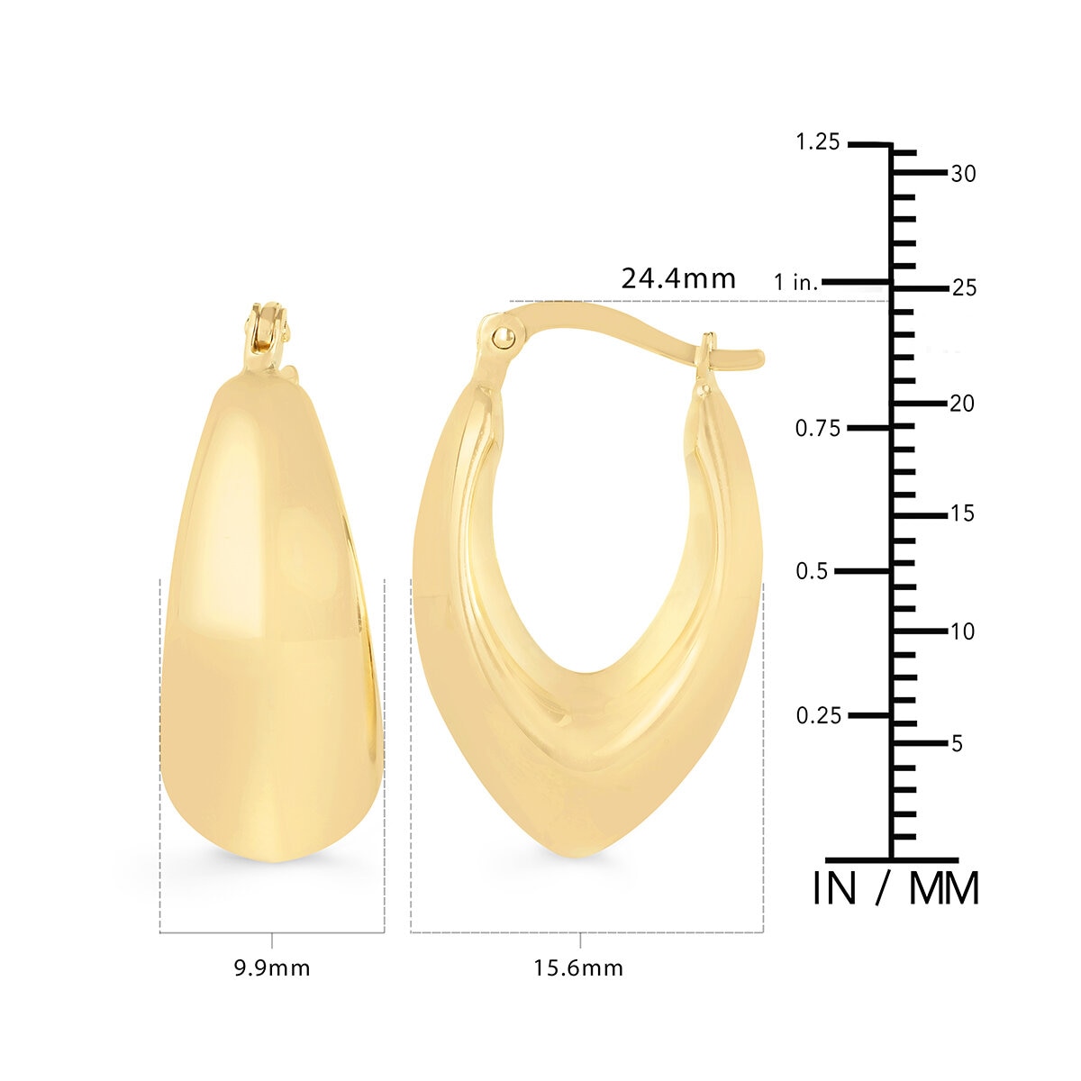 Arracadas 'V', Oro Amarillo 14K