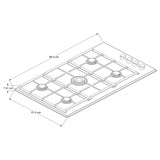 Whirlpool Parrilla de gas 5 quemadores 86cm