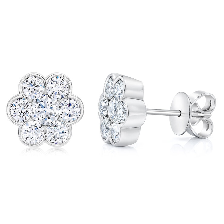 Aretes, 1.30ctw Diamantes, Oro Blanco de 14K Aretes, 1.30ctw Diamantes, Oro Blanco de 14K