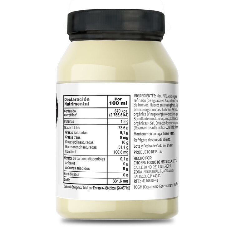 Chosen Foods Avocado Mayo 946 ml Costco México