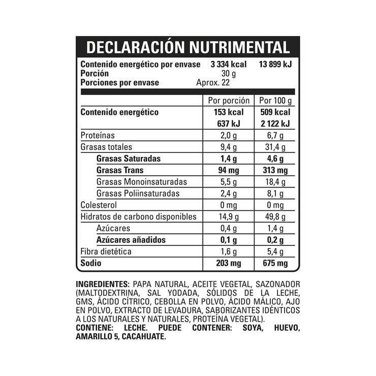 Chip's Toque Maestro Papas al Parmesano 655 g Chip's Toque Maestro Papas al Parmesano 655 g