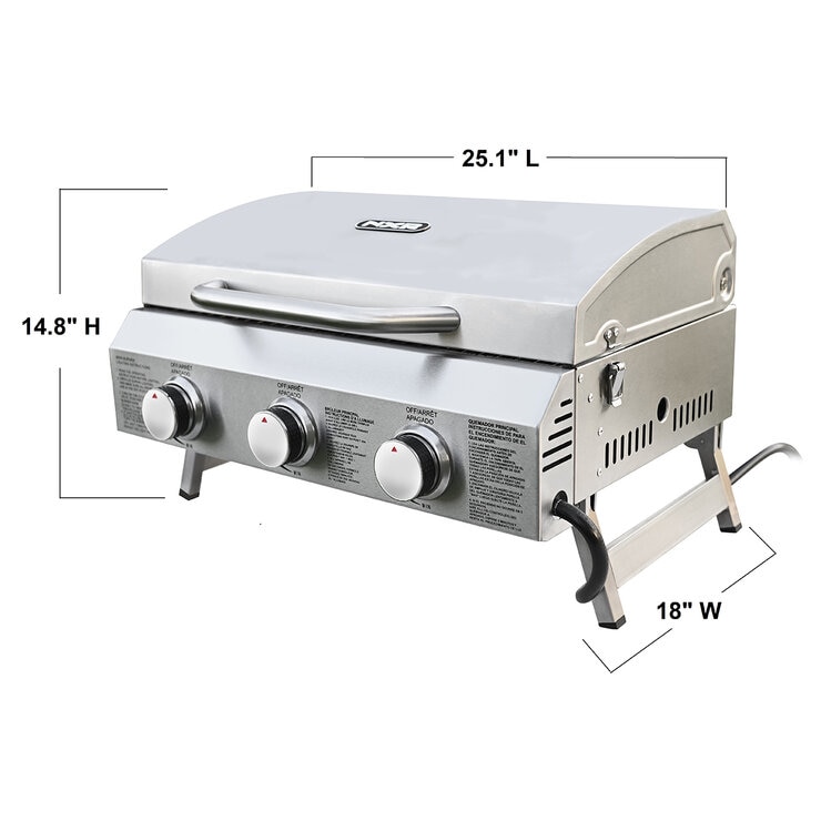 NXR, Parrilla de Acero Inoxidable Portátil de Gas Propano de 3 Quemadores