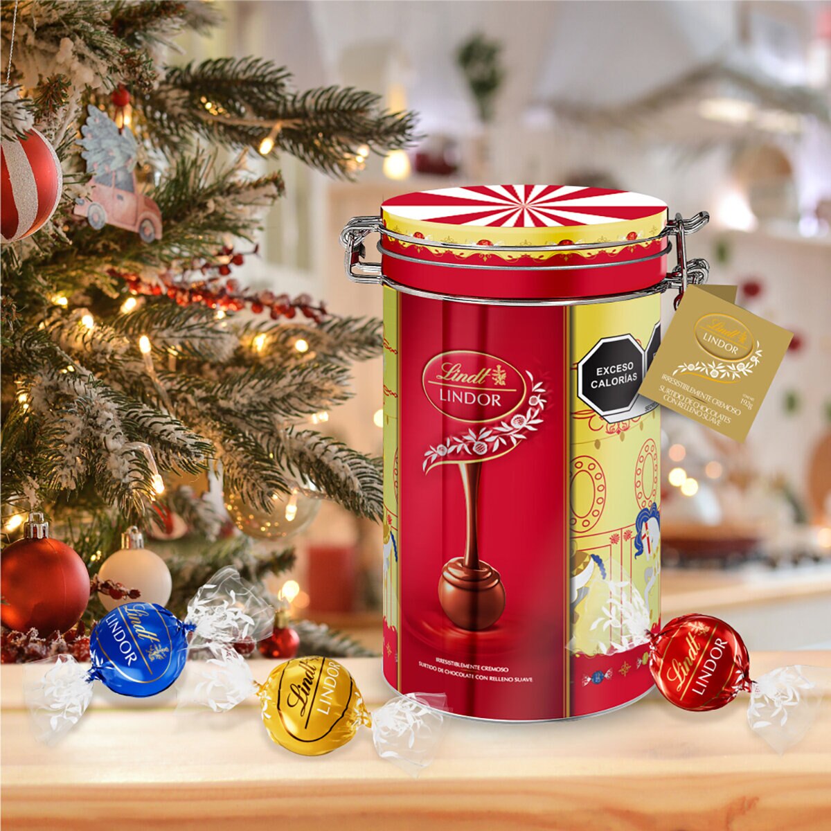 Lindt Lata Carrusel con Chocolates de Relleno Suave 2/192 g