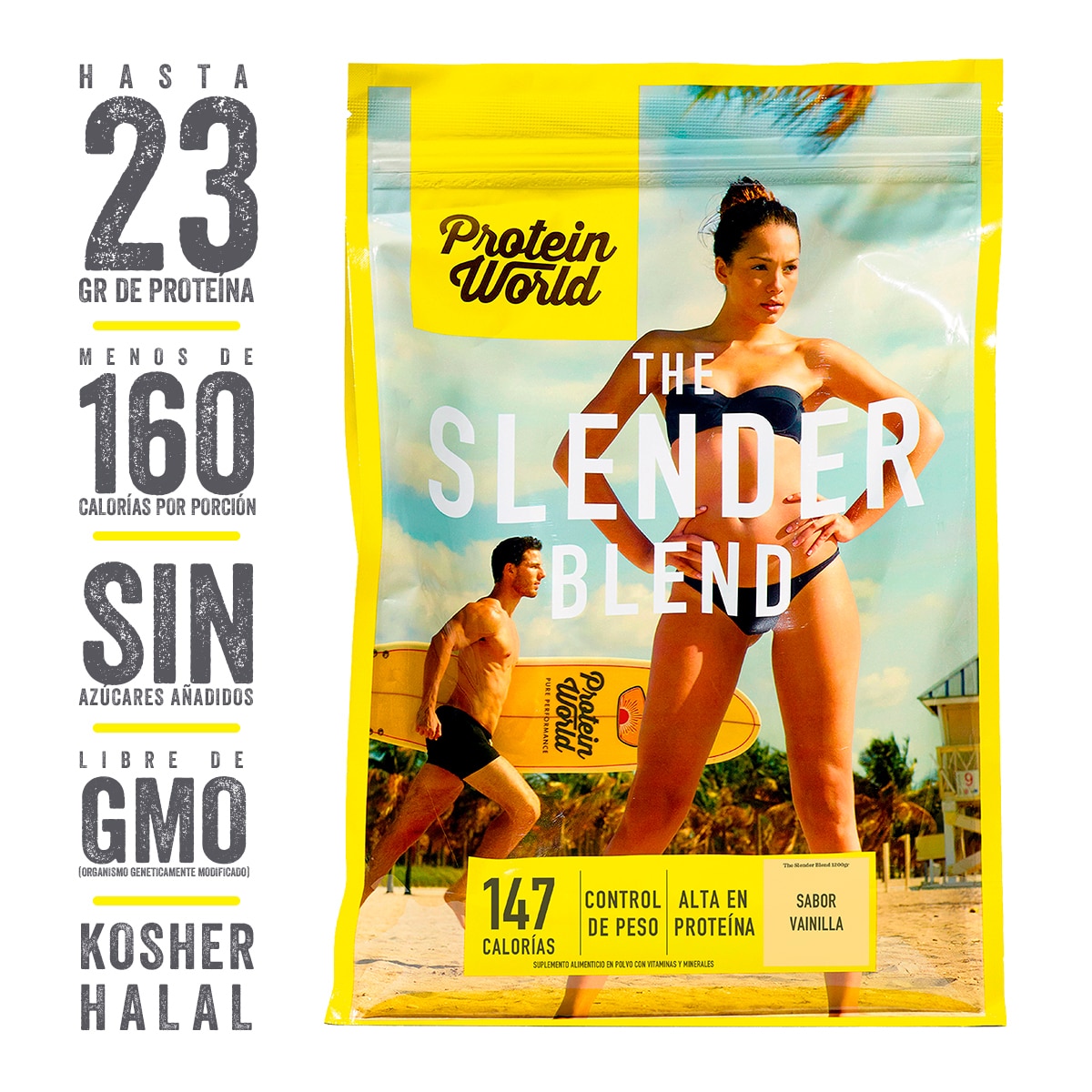 Protein World Slender Proteína en Polvo Sabor Vainilla 1.2 kg