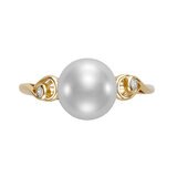 Anillo de Perlas Cultivadas, 8.0-9.0mm, con Diamantes 0.34ctw, de Oro Amarillo de 14K