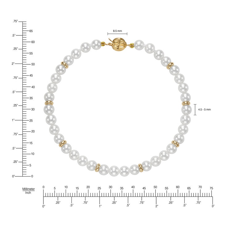 Pulsera de Perlas, Oro Amarillo de 14K
