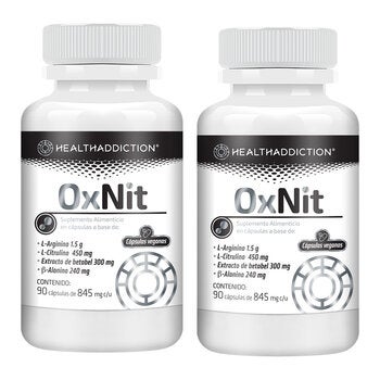 HealthAddiction OxNit Óxido Nítrico 2 Frascos de 90 Cápsulas c/u HealthAddiction OxNit Óxido Nítrico 2 Frascos de 90 Cápsulas c/u