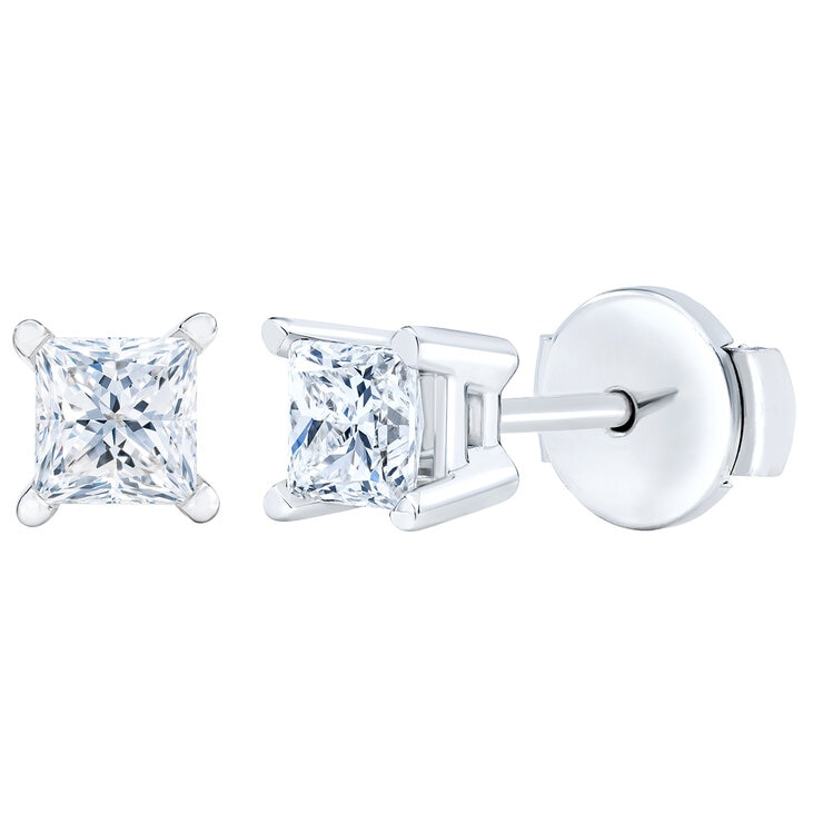 Aretes de Diamantes .73CTW, Oro Blanco 14K
