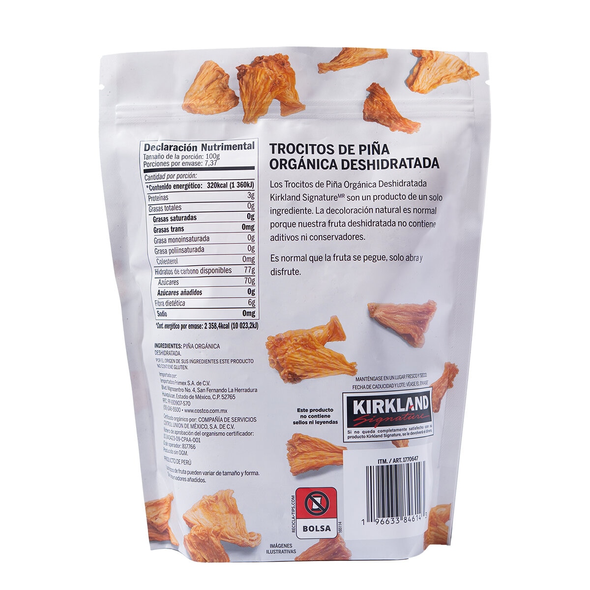 Kirkland Signature Trocitos de Piña Orgánica Deshidratada