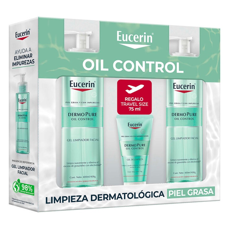 Eucerin DermoPure Gel Limpiador 2 pzas de 400 ml + 75 ml