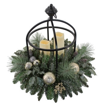 24" Centro de Mesa Navideño con Luces LED, Metálico
