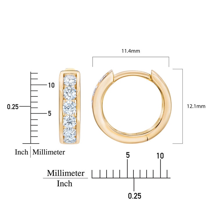 .50ctw, Arracadas de Diamantes, Corte Redondo Brillante, Oro Amarillo de 14K