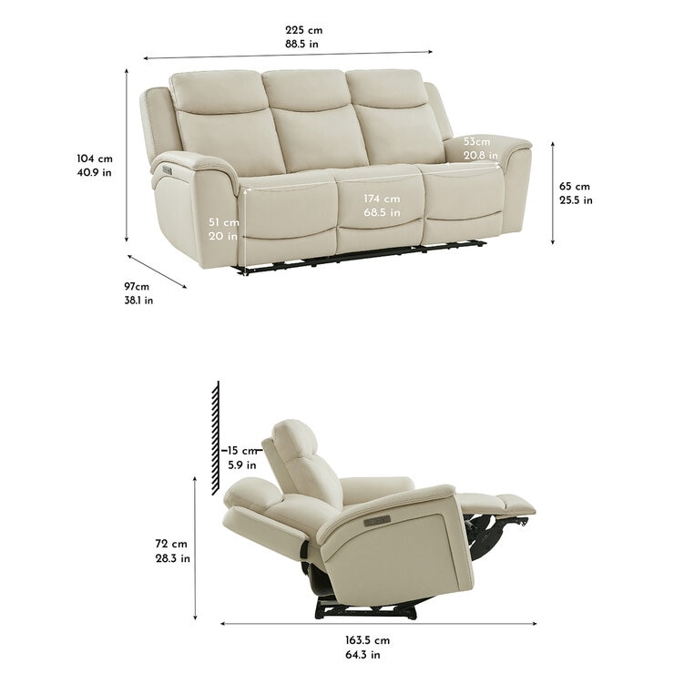 Gilman Creek Furniture, Sofá Reclinable de Piel con Sistema Eléctrico