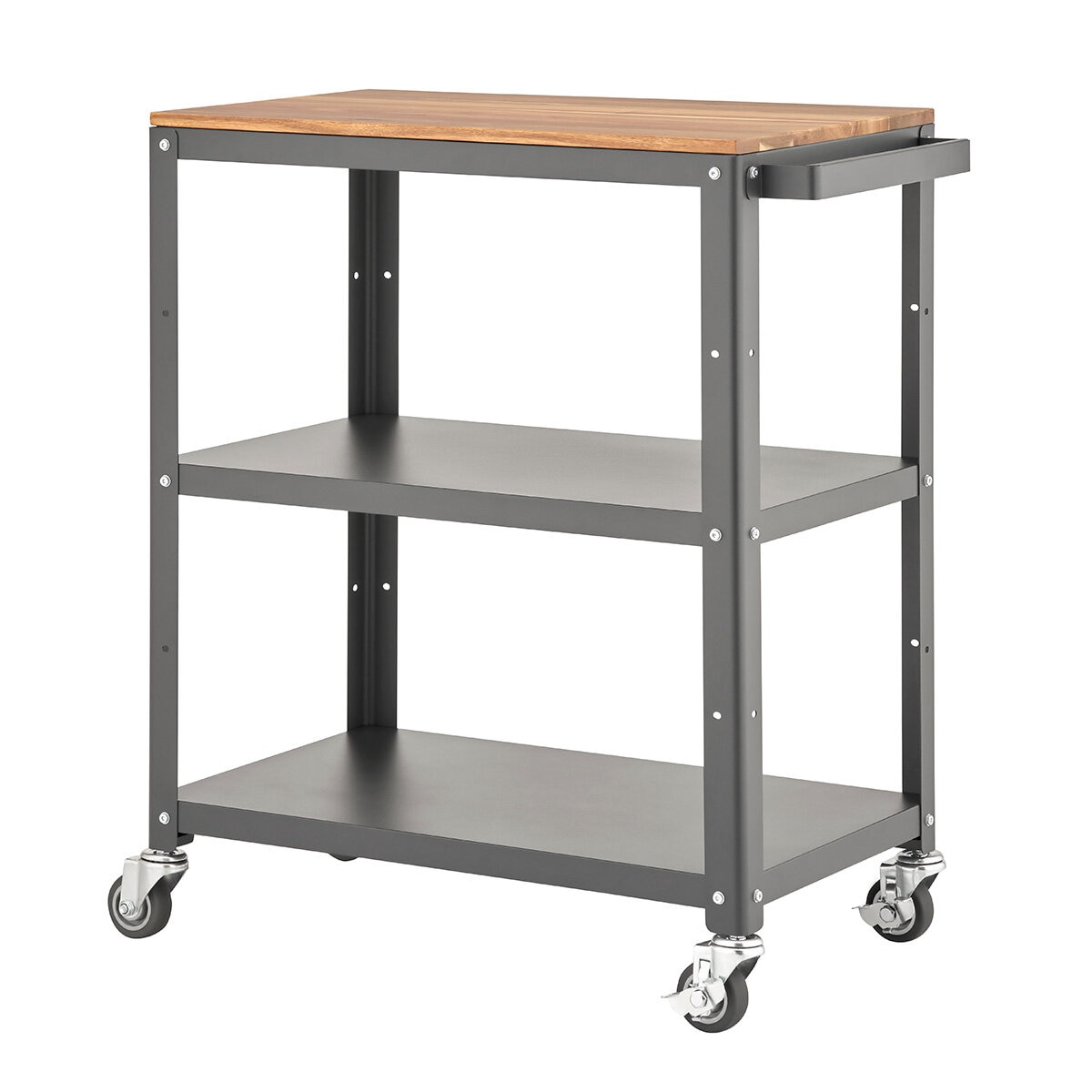 Trinity Carrito de Metal para Cocina de 3 Niveles con Superficie de Madera de Acacia