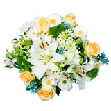Bouquet mixto de 36 tallos en tonos blanco y azul