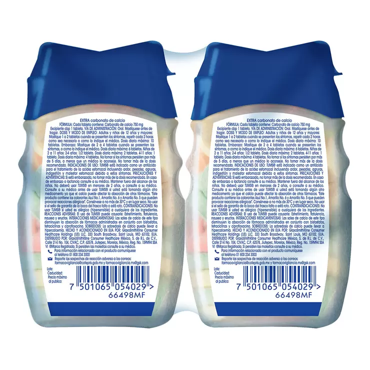 Tums Carbonato de Calcio 750mg Tabletas Masticables 4 pzas de 48