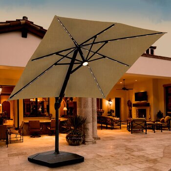 Seasons Sentry, Sombrilla de 3.04 m con Base y Luz LED Solar