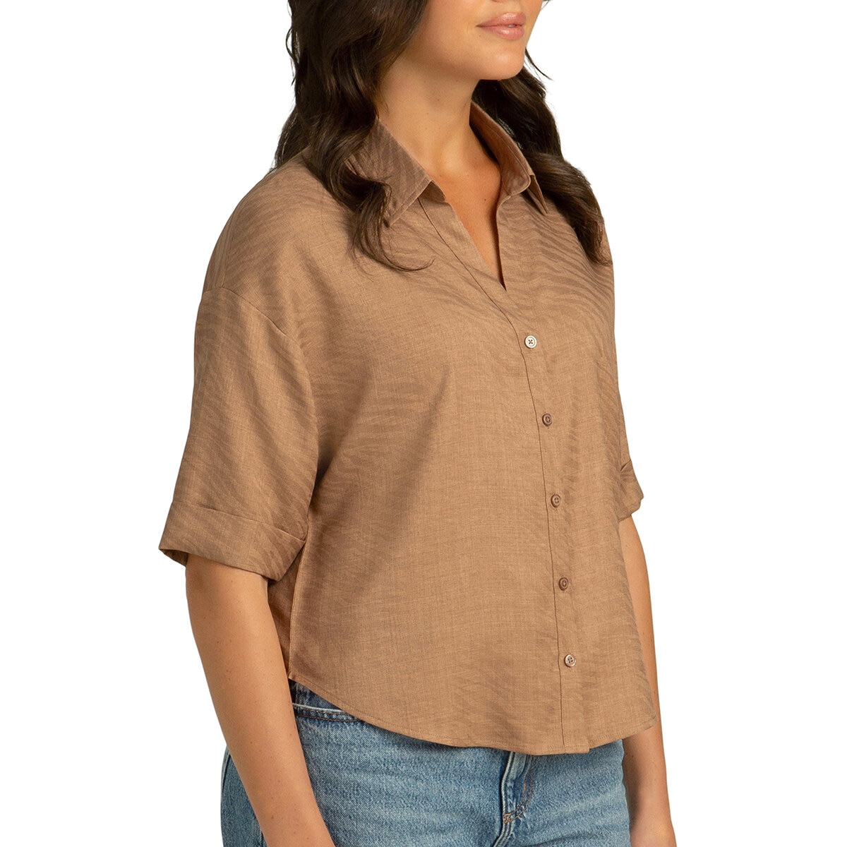 Boston Traders Blusa para Dama Café Grande