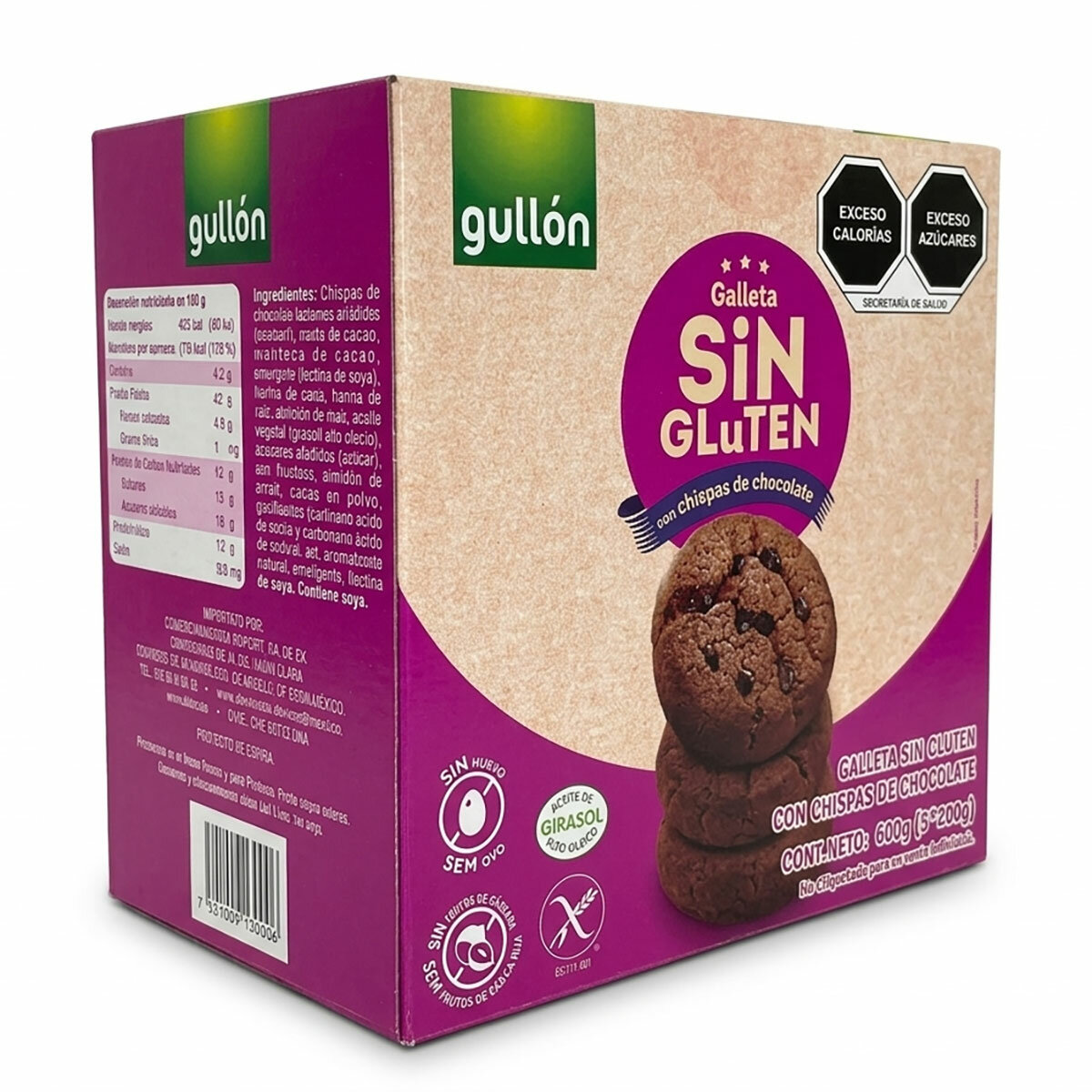 Gullón Galleta de Chocolate sin Gluten con Chispas de Chocolate 600 g