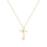 Dije de Cruz de Diamantes, 0.12ctw, Oro Amarillo de 14K, 45.72cm Dije de Cruz de Diamantes, 0.12ctw, Oro Amarillo de 14K, 45.72cm
