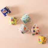 Over&Back Juego de 6 Tazas de Cerámica Florales de 414 mL