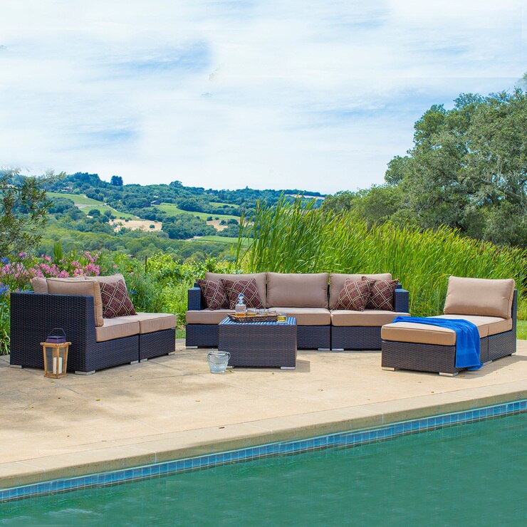 Sala de Jardín Seccional Beige Niko, 8 Piezas Costco México