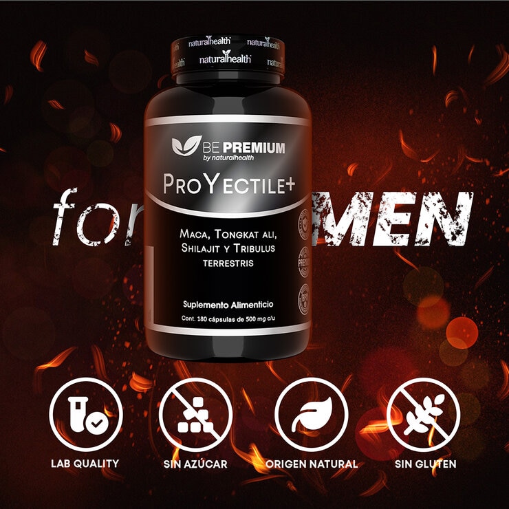 Proyectile Maca, Tongkat Ali, Shilajil y Tribulus Terrestris 180 Cápsulas