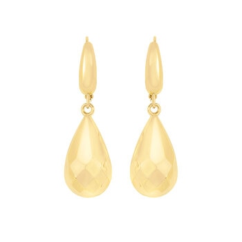 Aretes de Gota de Agua, Oro Amarillo 14K
