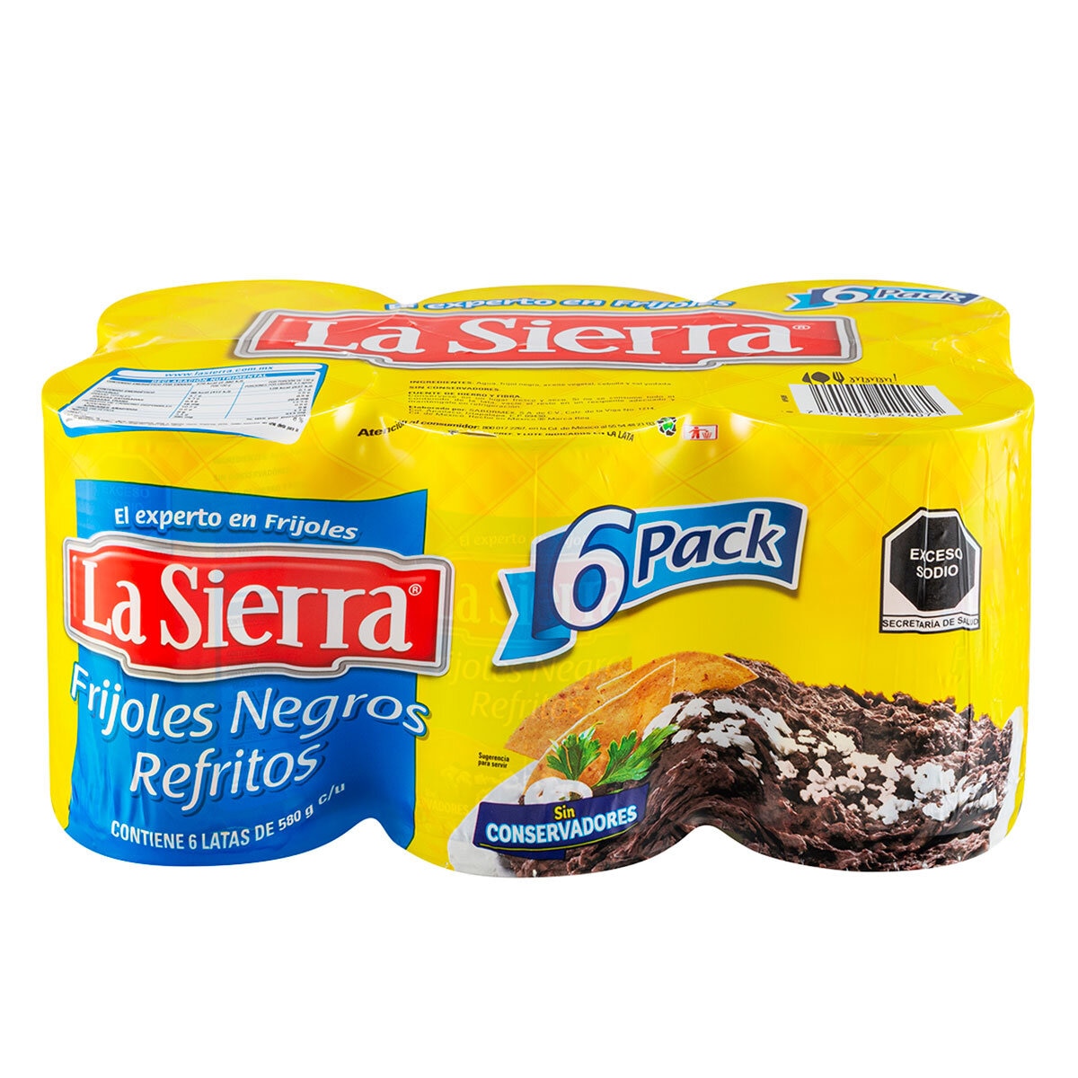 La Sierra Frijoles Refritos Negros 6 pzas de 580 g