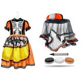 Disfraz de Catrina para Niñas, Amarillo 8 años 