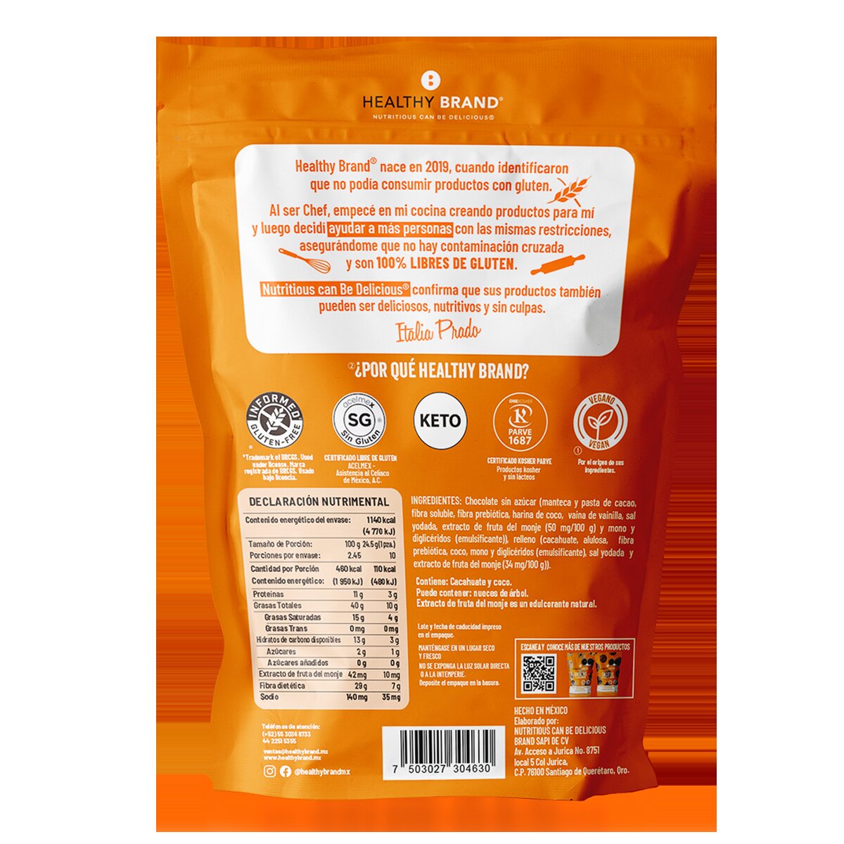Healthy Brand Chocolates Keto 10 pzas de 24.5 g