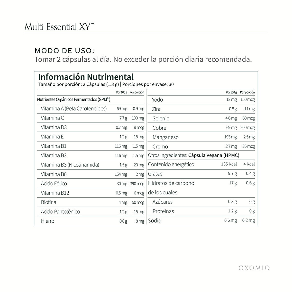 Oxomio Multivitamínico para Hombre 60 Cápsulas + Eco- refill de 60 cápsulas
