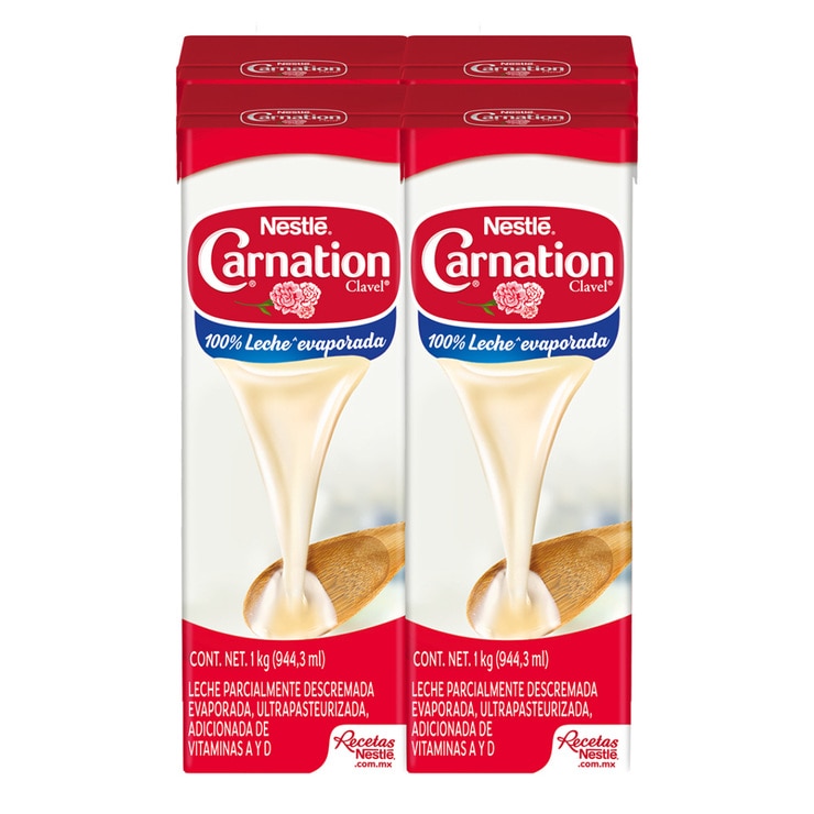 Carnation Clavel Leche Evaporada 4 pzas de 1 lt