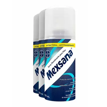 Mexsana Talco Spray Desodorante para Pies3 Frascos de 150mL c/u  